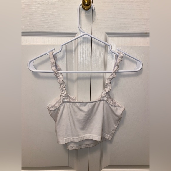 White ruffle sleeve cropped tank top XS - Picture 2 of 4